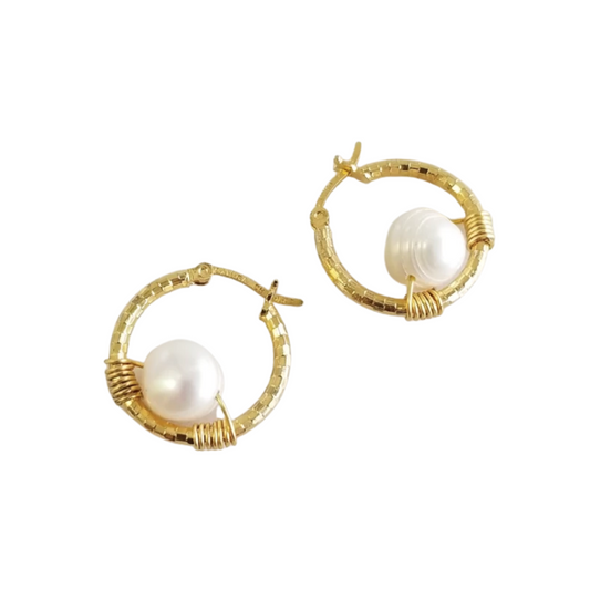 Pearl Hoops Earrings