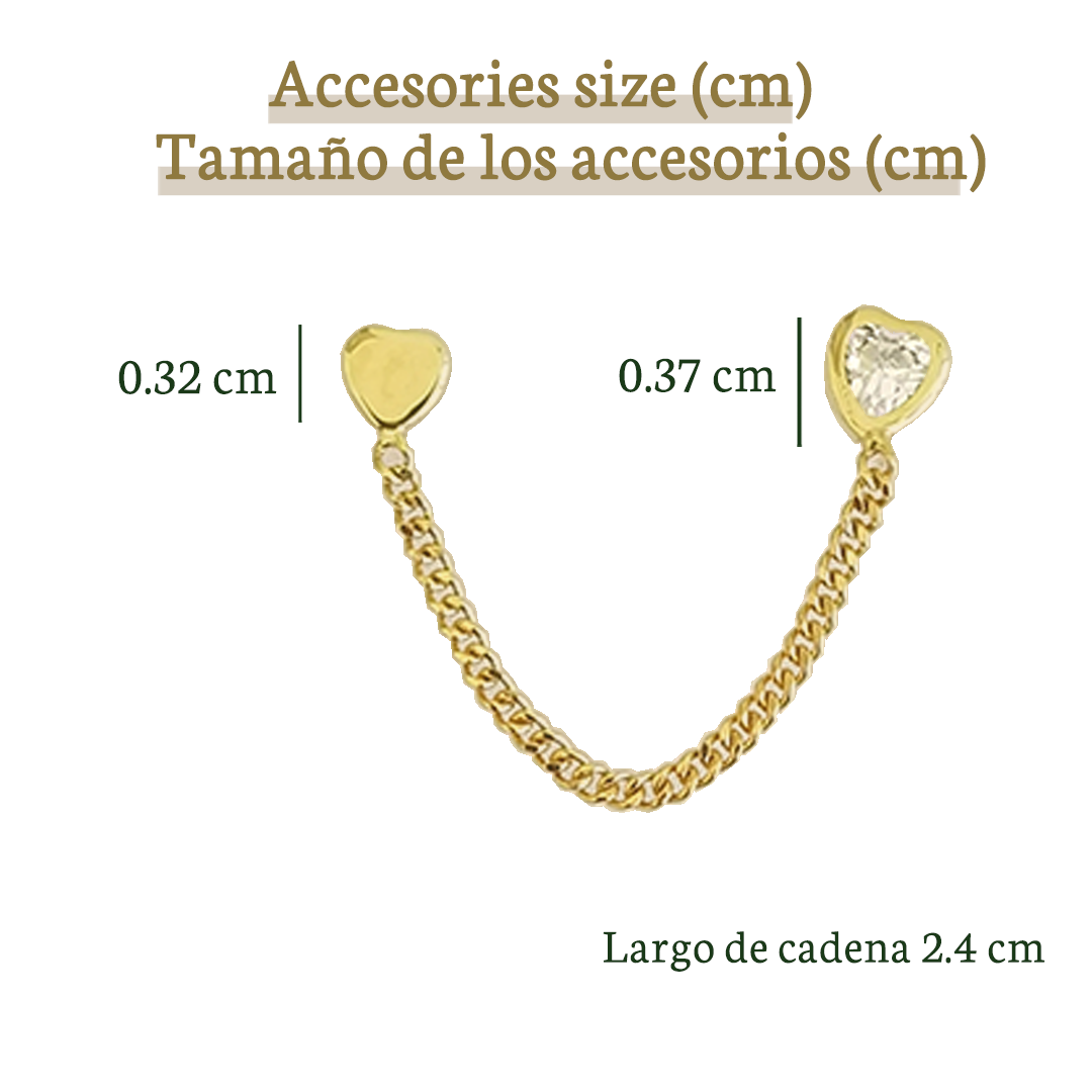 Cadena Corazones Liso y Bisel (Arete Doble Individual)
