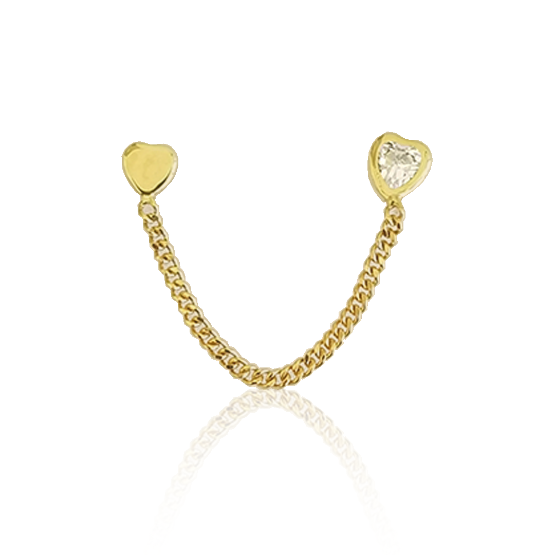 Cadena Corazones Liso y Bisel (Arete Doble Individual)
