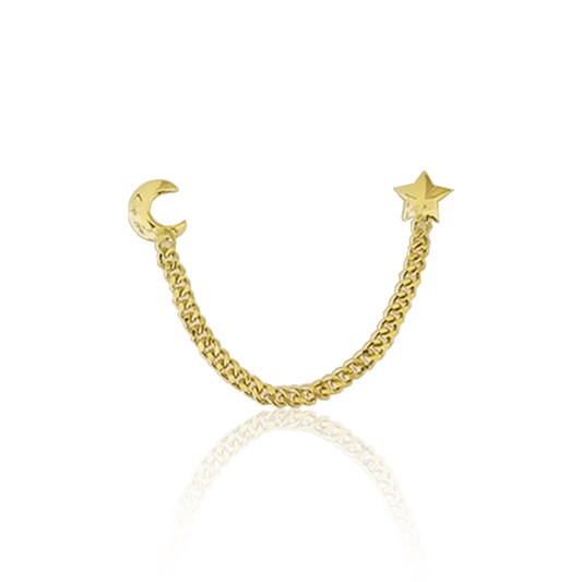 Cadena Estrella y Luna (Arete Doble Individual)