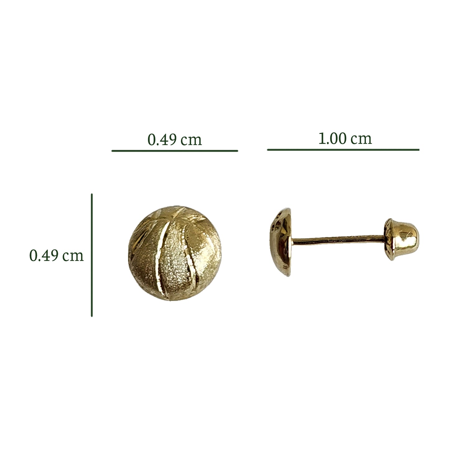 Aretes Balón Básquetbol, Oro 10k Tipo Broquel