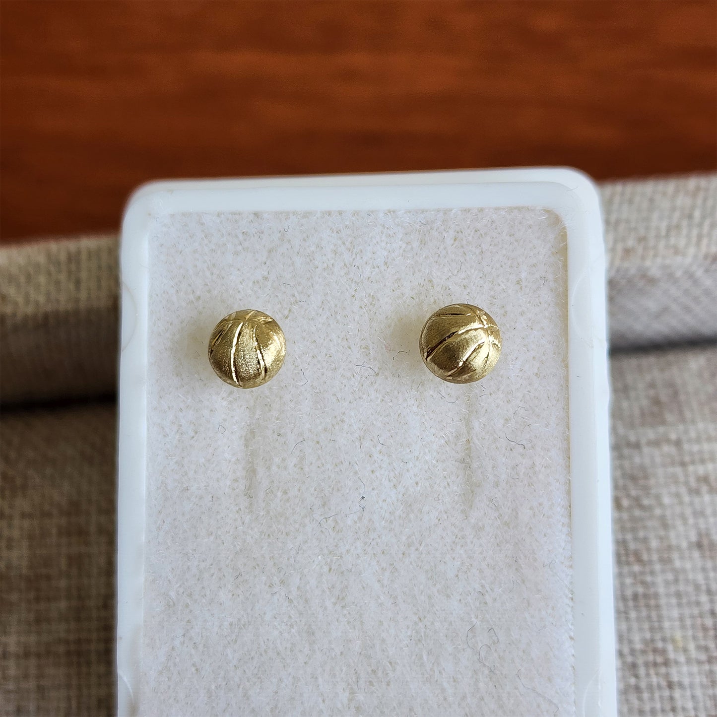 Aretes Balón Básquetbol, Oro 10k Tipo Broquel