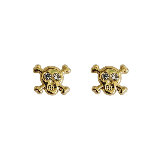 Aretes Calavera, Oro 10k Tipo Broquel
