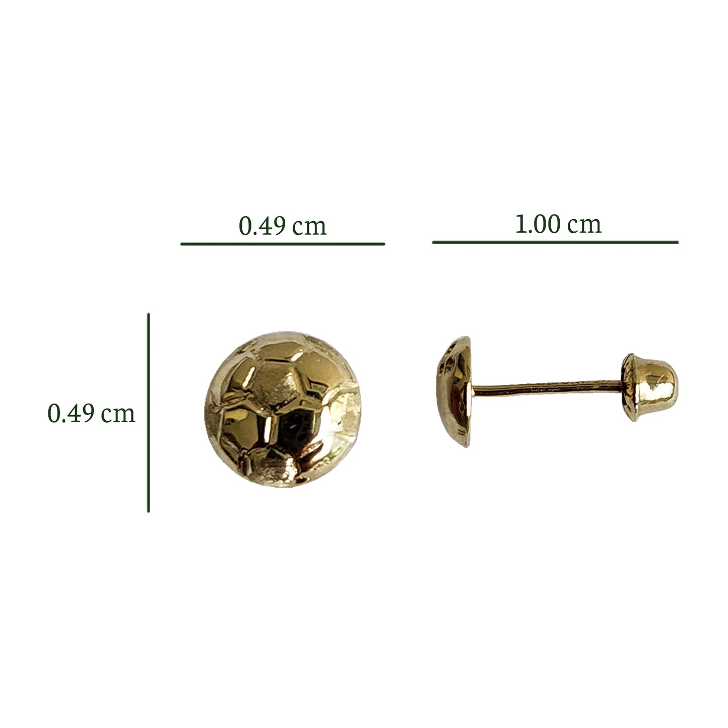 Aretes Balón de Fútbol, Oro 10k Tipo Broquel