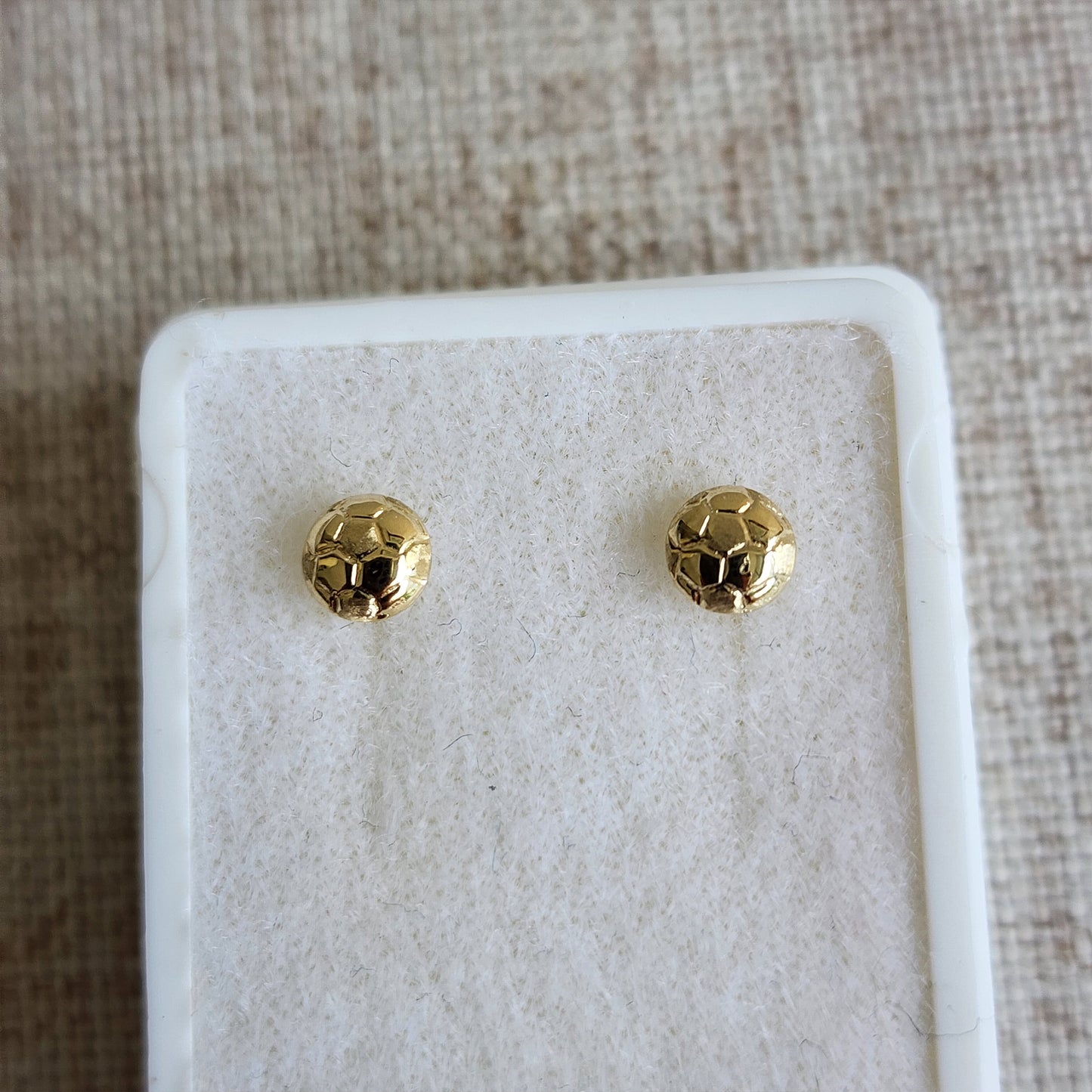 Aretes Balón de Fútbol, Oro 10k Tipo Broquel