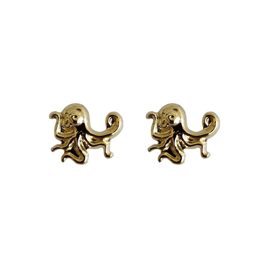Aretes Pulpo, Oro 10k Tipo Broquel
