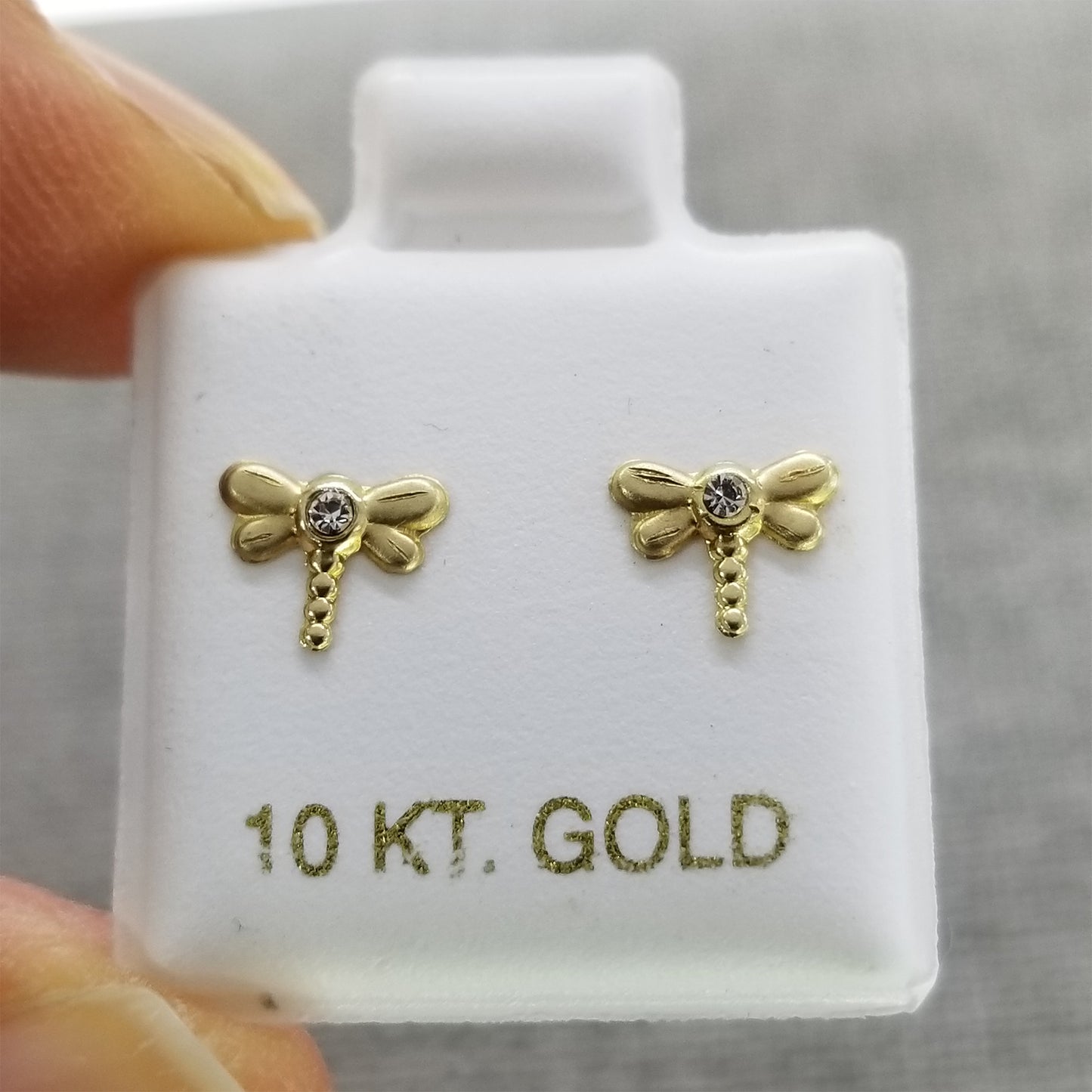 Aretes Libélula, Oro 10k Tipo Broquel