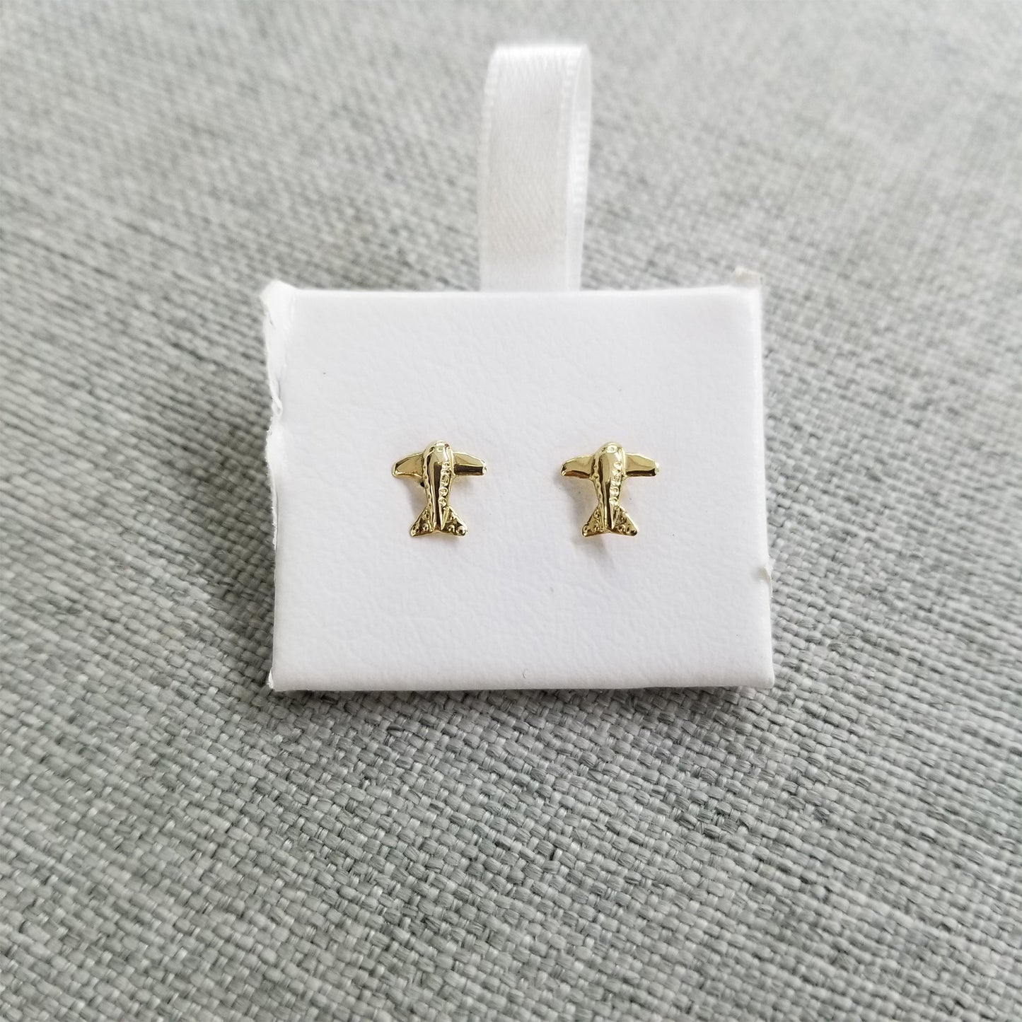 Aretes Avión, Oro 10k Tipo Broquel