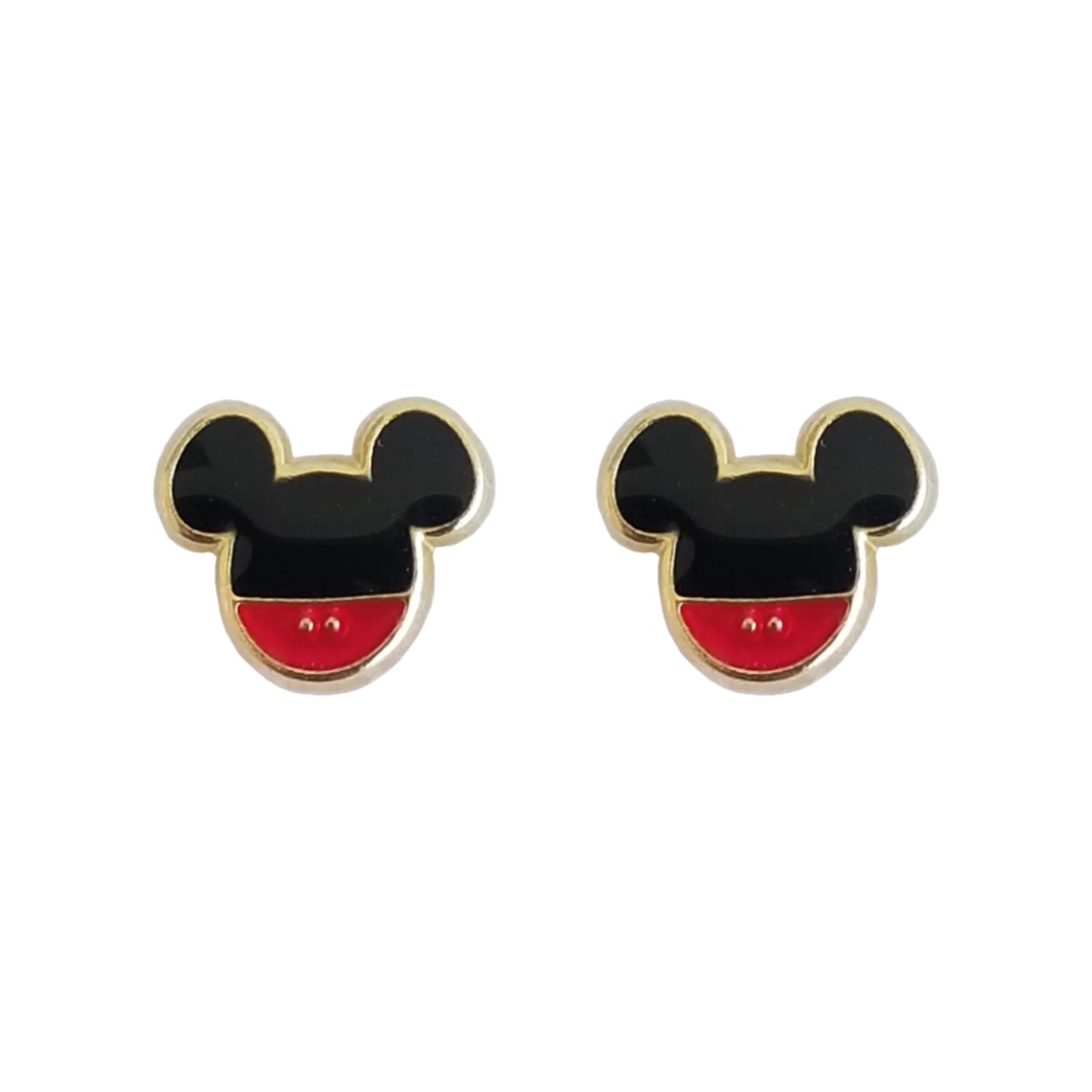 Aretes Ratoncito Esmaltado, Oro 10K Tipo Broquel