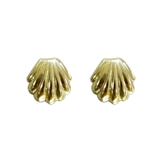 Aretes Almeja, Oro 10k Tipo Broquel