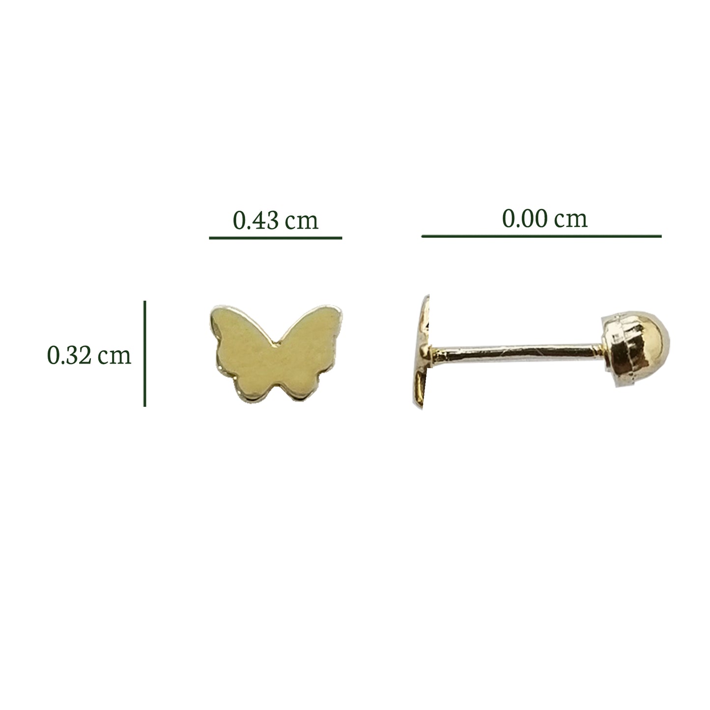 Aretes Mariposa Mini, Oro 10k Tipo Broquel